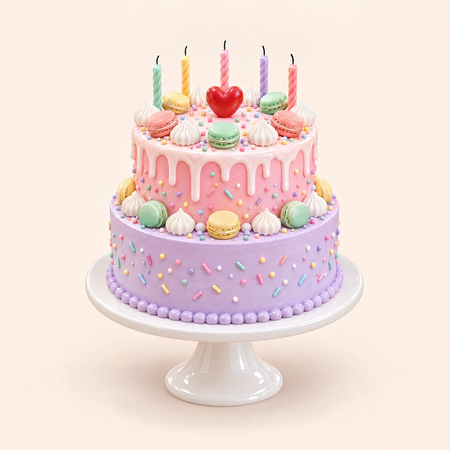 A birthday cake with five candles